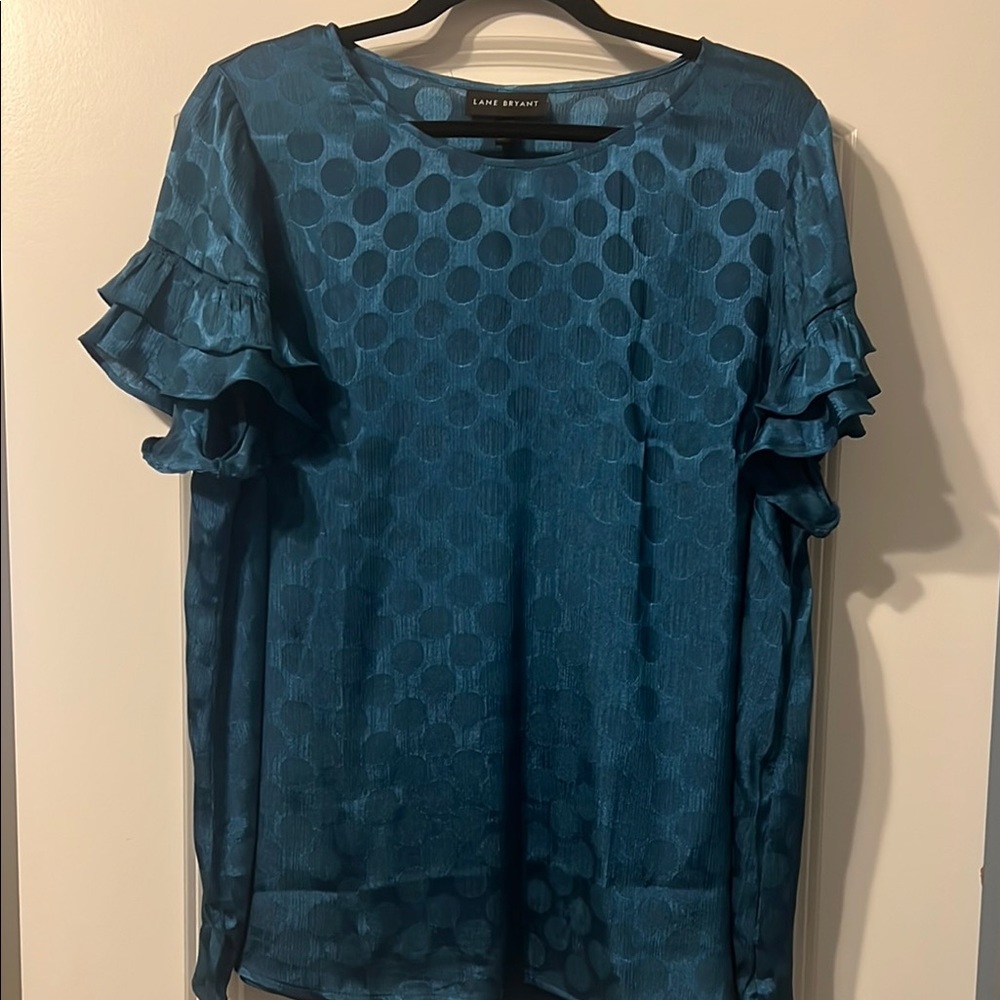 Lane Bryant Green Flutter Sleeve Blouse